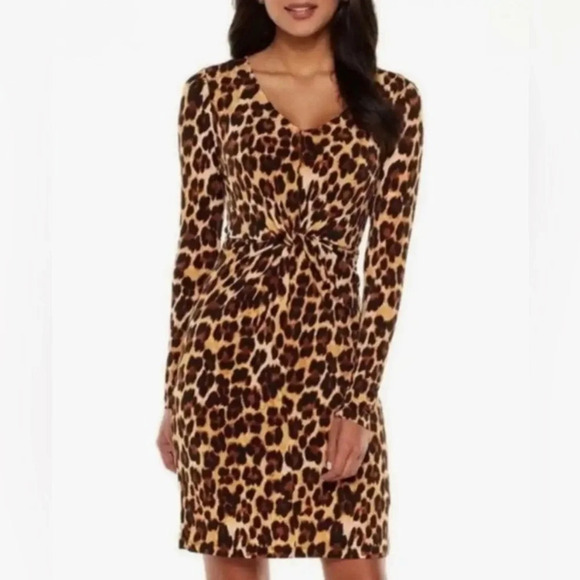 NWT JENNIFER LOPEZ LEOPARD KNOTTED DRESS SIZE S - Picture 1 of 11
